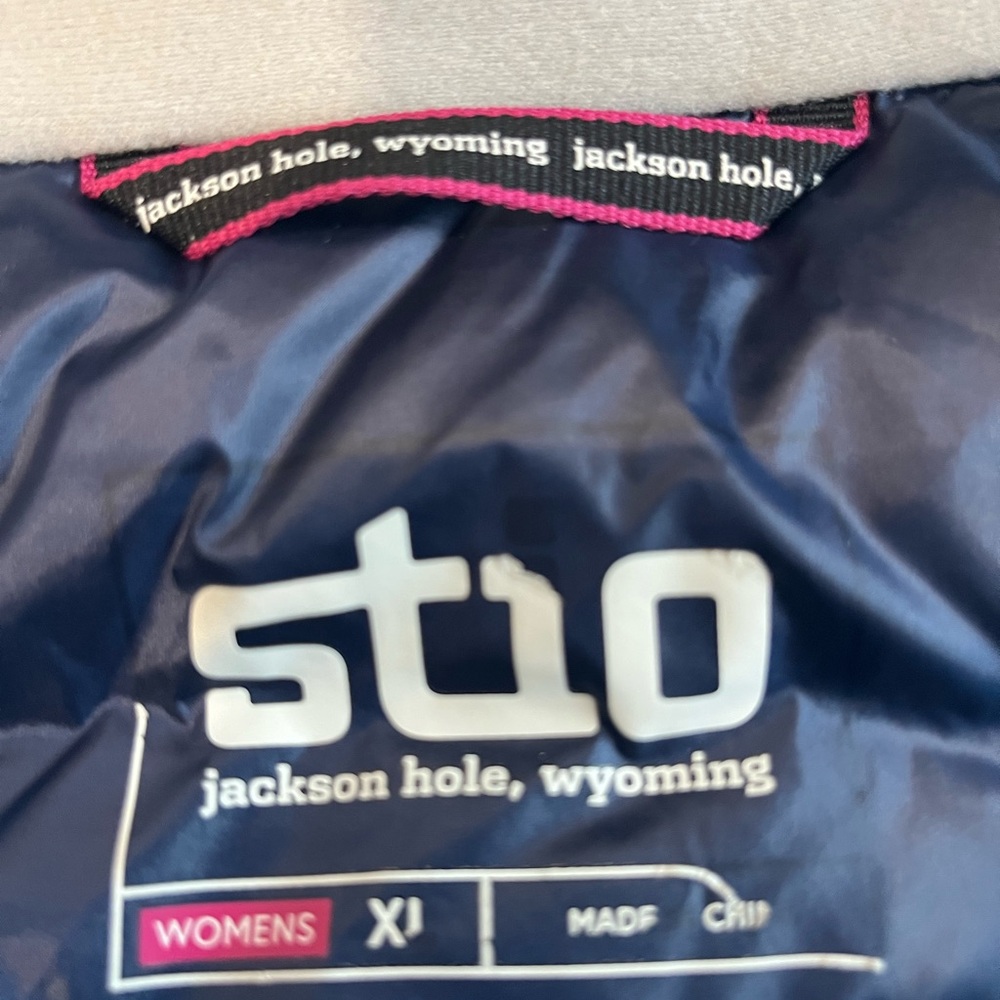 Stio Women’s Navy Hometown Hooded Long Down Jacket size XL - Picture 5 of 7